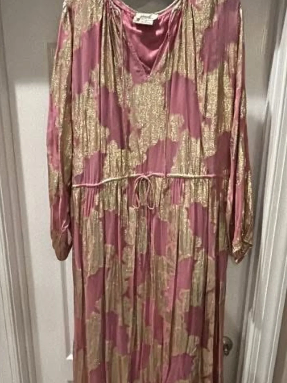 Anthropologie Pink Maxi Dress with Cream Floral Print - Picture 2 of 2